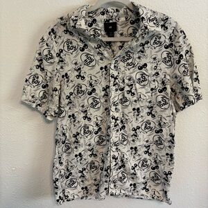 H&M MEN'S DISNEY MICKEY MOUSE BUTTON FRONT SHORT SLEEVE SHIRT "OH BOY" sz M